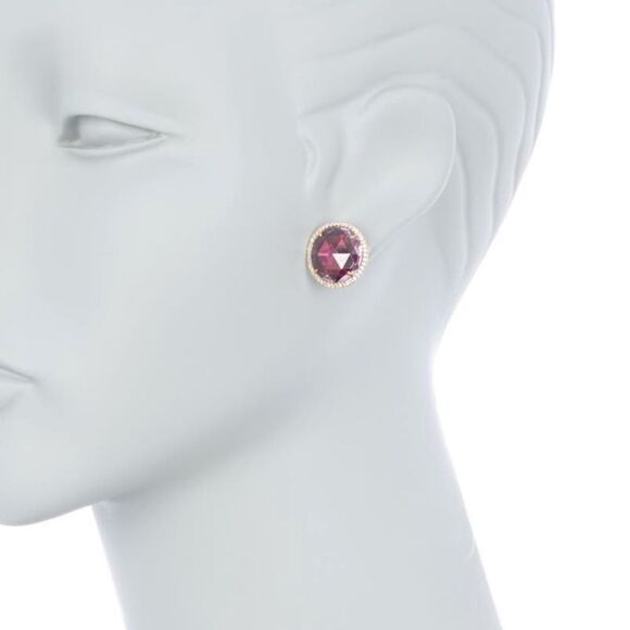 KATE SPADE NEW YORK she has spark halo studs earrings, Fuchsia/Purple, NWT - Picture 3 of 12